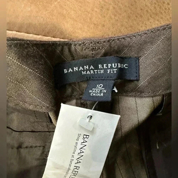 Banana Republic Martin Fit Pants Cropped Brown Striped Womens Size 10 $78 MSRP - Picture 7 of 13